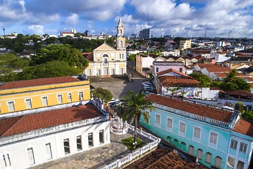 Vista de drone de Hotel Globo - atual centro cultural, oficina escola e Comissão do Centro Histórico e Subsecretaria de Cultura do Estado Local: João Pessoa - PB Data: 12/2021 Codigo: 07TA712 Autor: Tales Azzi